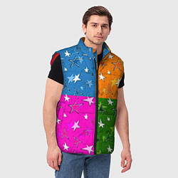 Мужской жилет Яркий разноцветный модный звездный узор, цвет: 3D-красный — фото 2