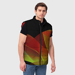Мужской жилет Абстрактная ассиметричная оранжевая волна, цвет: 3D-красный — фото 2