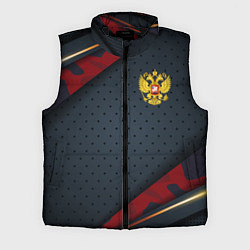 Мужской жилет Герб России черно-красный камуфляж, цвет: 3D-черный