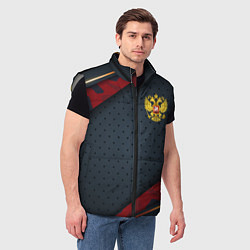 Мужской жилет Герб России черно-красный камуфляж, цвет: 3D-светло-серый — фото 2