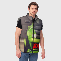 Мужской жилет JDM машина зеленая тюнингованная, цвет: 3D-светло-серый — фото 2