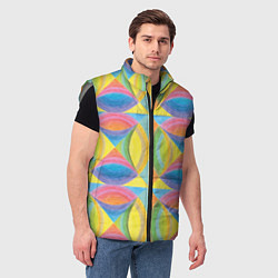 Мужской жилет Яркий геометрический паттерн из квадратов и кругов, цвет: 3D-светло-серый — фото 2