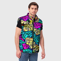 Мужской жилет Психоделические манулы, цвет: 3D-светло-серый — фото 2