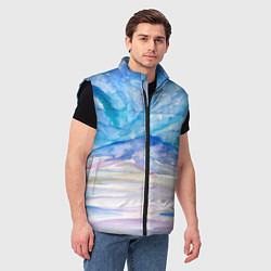 Мужской жилет Заснеженный пейзаж акварель, цвет: 3D-черный — фото 2