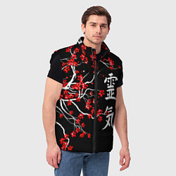Мужской жилет Сакура в цвету, цвет: 3D-черный — фото 2