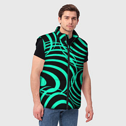 Мужской жилет Зелёные полоски, цвет: 3D-черный — фото 2