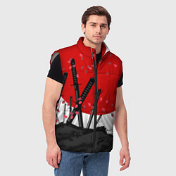Мужской жилет Солнце, волны и катаны, цвет: 3D-светло-серый — фото 2