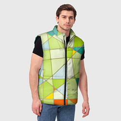 Мужской жилет Абстрактный салатовый стеклянный паттерн, цвет: 3D-черный — фото 2