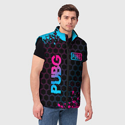 Мужской жилет PUBG - neon gradient: надпись, символ, цвет: 3D-черный — фото 2