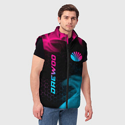 Мужской жилет Daewoo - neon gradient: надпись, символ, цвет: 3D-черный — фото 2