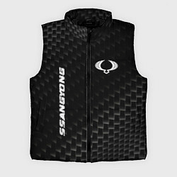 Мужской жилет SsangYong карбоновый фон, цвет: 3D-черный