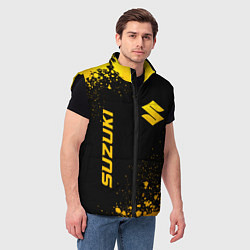 Мужской жилет Suzuki - gold gradient: надпись, символ, цвет: 3D-черный — фото 2