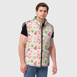Мужской жилет Новогодние звезды и шарики, цвет: 3D-светло-серый — фото 2