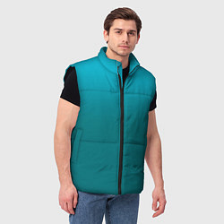 Мужской жилет Градиент бирюзовый, цвет: 3D-черный — фото 2