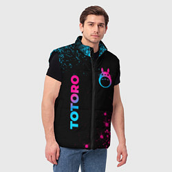 Мужской жилет Totoro - neon gradient: надпись, символ, цвет: 3D-черный — фото 2