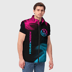 Мужской жилет Volkswagen - neon gradient: надпись, символ, цвет: 3D-черный — фото 2