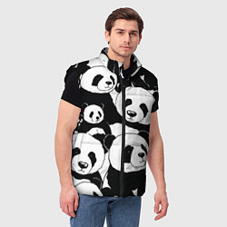 Мужской жилет С пандами паттерн, цвет: 3D-черный — фото 2