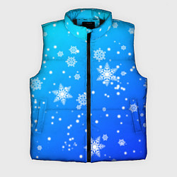 Мужской жилет Снежинки на голубом фоне, цвет: 3D-черный