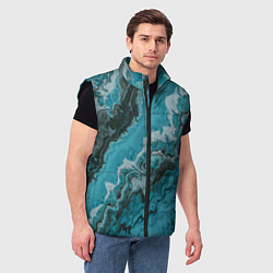 Мужской жилет Тёмно-синие разливающиеся краски, цвет: 3D-черный — фото 2