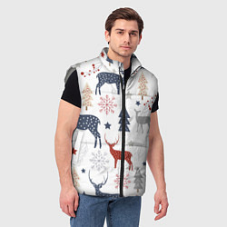 Мужской жилет Олени в новогоднем лесу, цвет: 3D-светло-серый — фото 2
