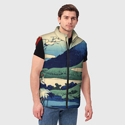 Мужской жилет Журавли - японский художник Хокусай Фудзи, цвет: 3D-красный — фото 2
