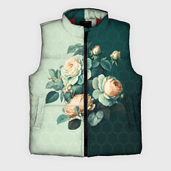 Мужской жилет Розы на зеленом фоне, цвет: 3D-красный