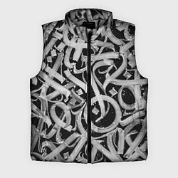 Мужской жилет Черно-белая каллиграфия, цвет: 3D-светло-серый