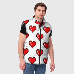 Мужской жилет Сердца в стиле пиксель-арт, цвет: 3D-светло-серый — фото 2