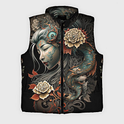 Мужской жилет Японская девушка Irezumi, цвет: 3D-черный