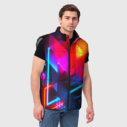 Мужской жилет Neon stripes color, цвет: 3D-светло-серый — фото 2