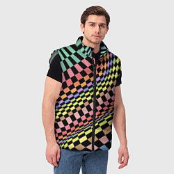 Мужской жилет Colorful avant-garde chess pattern - fashion, цвет: 3D-светло-серый — фото 2