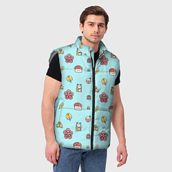 Мужской жилет Паттерн - японская еда, цвет: 3D-светло-серый — фото 2