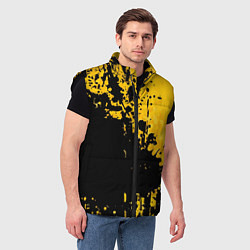 Мужской жилет Пятна черной краски на желтом фоне, цвет: 3D-черный — фото 2
