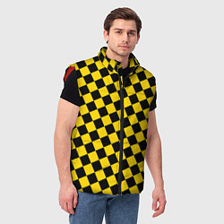 Мужской жилет Черно-желтая мелкая клетка, цвет: 3D-красный — фото 2