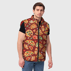 Мужской жилет Кусочки пиццы ассорти - акварельный паттерн, цвет: 3D-красный — фото 2