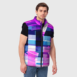 Мужской жилет Розовые фигуры и глитчи, цвет: 3D-черный — фото 2