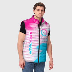 Мужской жилет Mercedes neon gradient style: надпись, символ, цвет: 3D-черный — фото 2