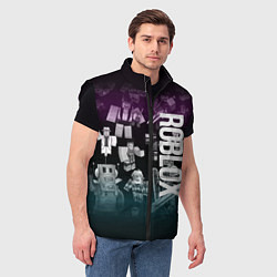 Мужской жилет Роблокс персонажи под градиентом, цвет: 3D-черный — фото 2