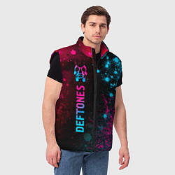 Мужской жилет Deftones - neon gradient: по-вертикали, цвет: 3D-черный — фото 2