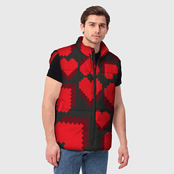 Мужской жилет Pixel hearts, цвет: 3D-красный — фото 2