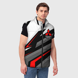 Мужской жилет Mitsubishi motors - красная линия, цвет: 3D-черный — фото 2