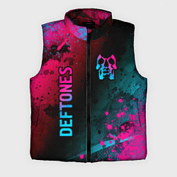 Мужской жилет Deftones - neon gradient: надпись, символ, цвет: 3D-черный