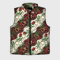 Мужской жилет Романтика - сердечки и розы, цвет: 3D-черный
