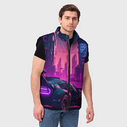 Мужской жилет Неоновый киберпанк, цвет: 3D-черный — фото 2