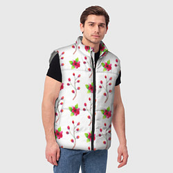 Мужской жилет Red flowers, цвет: 3D-светло-серый — фото 2