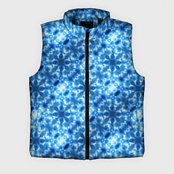 Мужской жилет Светящиеся голубые цветочки, цвет: 3D-черный