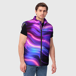 Мужской жилет Неоновые волны, цвет: 3D-светло-серый — фото 2