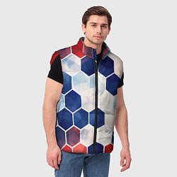 Мужской жилет Плиты белые синие красные, цвет: 3D-красный — фото 2