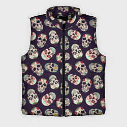 Мужской жилет Узор с черепами Pattern with skulls, цвет: 3D-черный