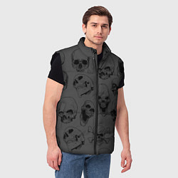 Мужской жилет Раскиданные черепа, цвет: 3D-черный — фото 2